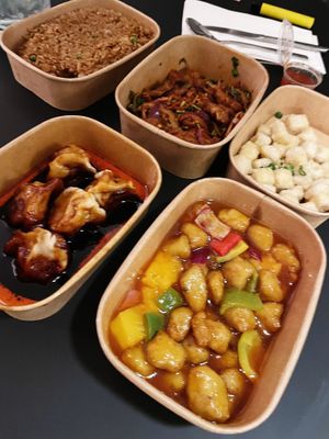 The whole choice for dinner from Deliveroo  at Tofu Vegan - Islington in North London