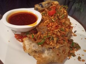 Fried eggplants at Tofu Vegan - Islington in North London