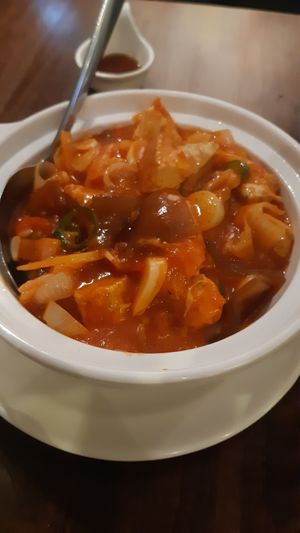 kimchi and chicken stew at Tofu Vegan - Islington in North London