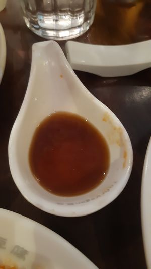 dumpling dipping sauce at Tofu Vegan - Islington in North London