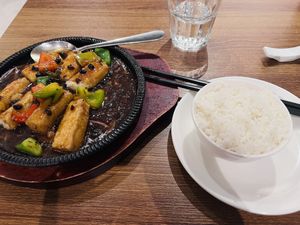Tofu in black bean saucee  at Tofu Vegan - Islington in North London