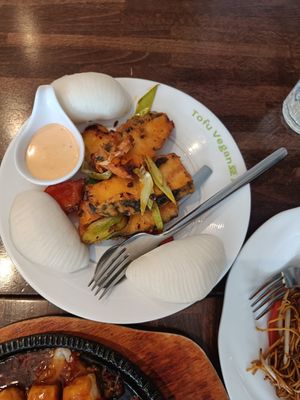 Fish bao dish at Tofu Vegan - Islington in North London