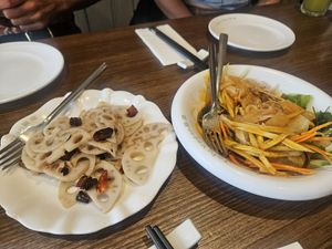 Lotus root and cold sweet potato noodles at Tofu Vegan - Islington in North London
