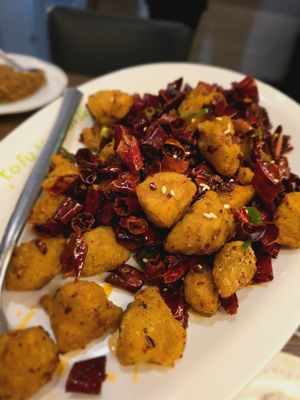 Chongquing Chicken with Fragrant Chillies at Tofu Vegan - Islington in North London