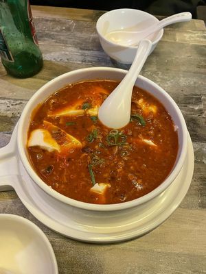 Silken tofu in spicy sauce at Tofu Vegan - Islington in North London