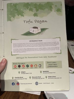 Menu  at Tofu Vegan - Islington in North London