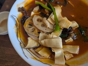 Hot pot close-up at Tofu Vegan - Islington in North London