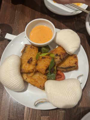 Fish lotus buns  at Tofu Vegan - Islington in North London