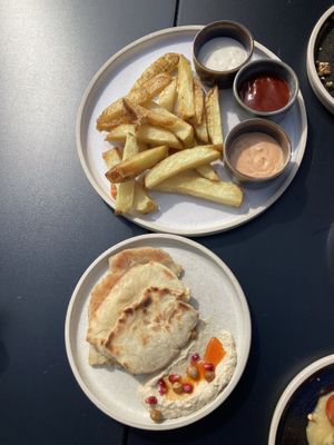 Chunky chips and flatbreads at Vegan Tapas in Heswall