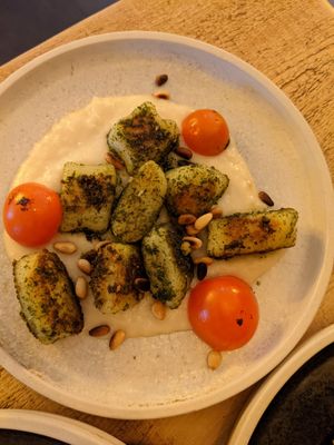 Garlic gnocchi at Vegan Tapas in Heswall