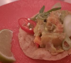 Some kind of vegan surprise with mango at Casa Chow in Gouda