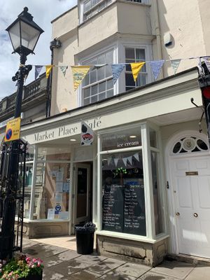 Lots of indoor and outdoor seating, dog friendly too :) at Market Place Cafe in Wells