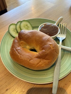 Vegan worstenbroodjebagel: quite nice, but the dough was too dry. at Bagels & Beans - Biltstraat in Utrecht