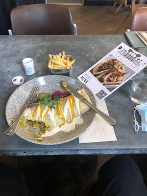 Burrito with skinny fries  at Powerplant in North West London