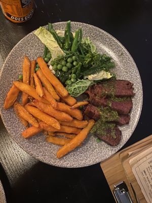Redefine meat Steak and sweet potato fries  at Powerplant in North West London
