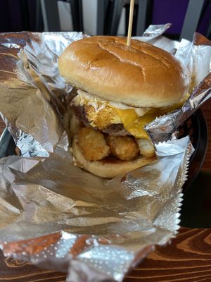 Breakfast burger  at Wizard Burger in Albany