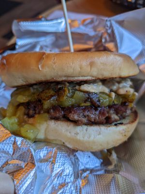 Green Goblin It Up (jalapenos) at Wizard Burger in Albany