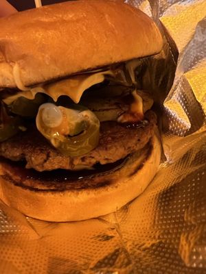 Big kahuna burger: good but *very* salty   at Wizard Burger in Albany