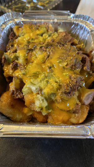 Pulled pork tots   at Wizard Burger in Albany