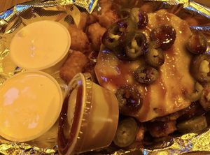 Gluten-free Orc Popper (no onion rings, and they were out of gluten-free buns this day)  at Wizard Burger in Albany