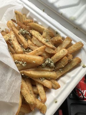 Garlic parm fries  at Wizard Burger in Albany