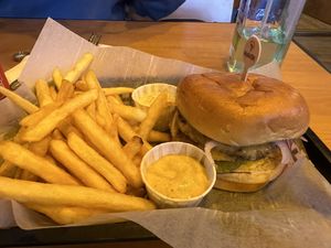 Sorcerers supreme combo with ranch and jalapeño garlic crema   at Wizard Burger in Albany