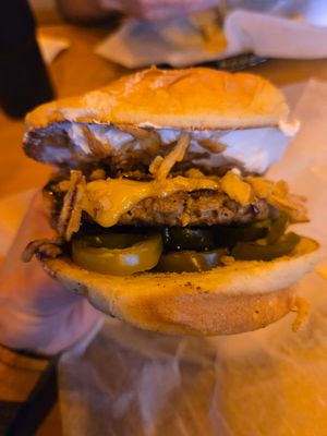 Orc Popper (jalapeño popper) the cream cheese!!! 🤤 🔥🌶🧀🍔 at Wizard Burger in Albany
