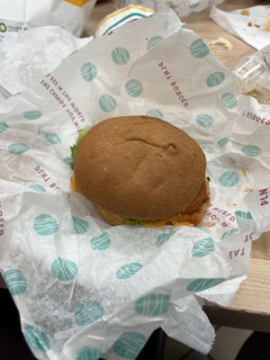 The gf spicy chicken burger  at PLNT Burger in Jenkintown