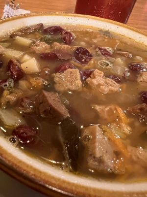 Bean potato and seitan soup   at The Chop Shop in Butler