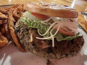 Black Bean and Lentil burger   at The Chop Shop in Butler