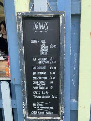 Drinks menu at The Bathing Hut in St Leonards
