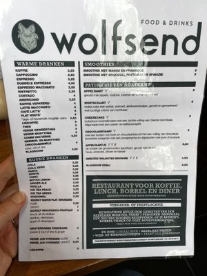 Menu  at Wolfsend in Zaandijk
