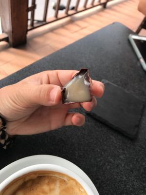Salted caramel chocolate inside  at The Perfect Pair-Coffee & Chocolate in Bajo Boquete