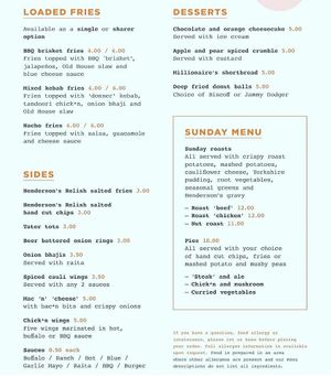 Fully vegan menu including Sunday Lunch options at The Old House in Sheffield