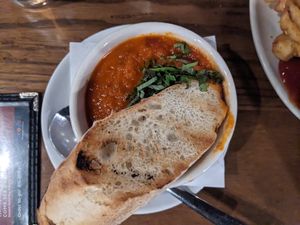 vegan tomato soup w/ bread at Cliff's Taphouse in Kansas City