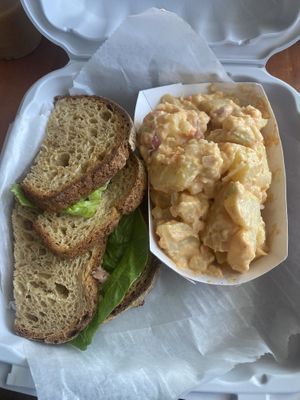 Vegan/GF chickpea salad with potato salad  at Take Two Cafe in Schenectady