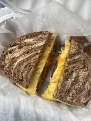 Pastrami breakfast sandwich   at Take Two Cafe in Schenectady