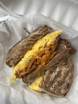 Pastrami breakfast sandwich   at Take Two Cafe in Schenectady