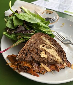The Reuben was amazing! Locally made pastrami Seitan !  at Take Two Cafe in Schenectady