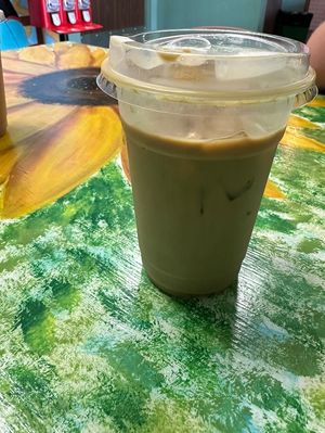 Iced latte - free oatmilk   at Take Two Cafe in Schenectady