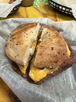 Night out on an everything bagel #Veganuary at Take Two Cafe in Schenectady