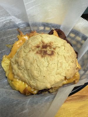 James dean with bacon, egg, and cheesee #Veganuary at Take Two Cafe in Schenectady