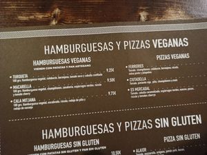Vegan options at Temptations in Menorca
