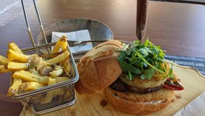 One of three vegan burgers at Temptations in Menorca