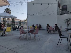 Inside patio at Party Beer Co in Los Angeles