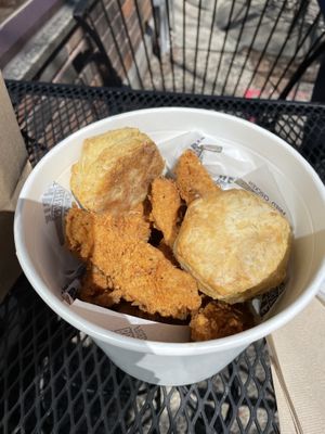 Meal comes with a biscuit too  at Herbie Butcher's Fried Chicken in Minneapolis