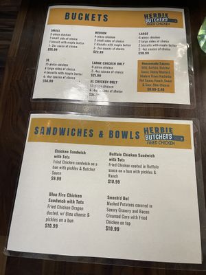 Current menu April 2022  at Herbie Butcher's Fried Chicken in Minneapolis
