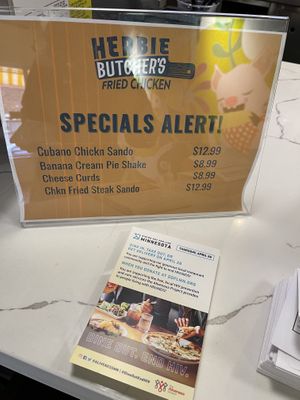 Specials   at Herbie Butcher's Fried Chicken in Minneapolis