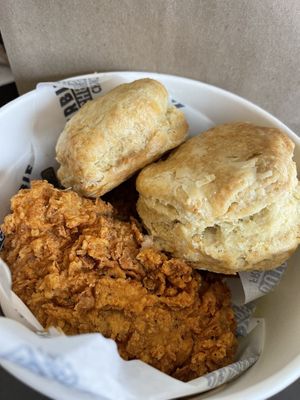 Flaky biscuits and crispy chkn   at Herbie Butcher's Fried Chicken in Minneapolis