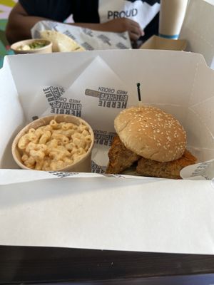 Blue Fire Chicken Sandwich and Mac n Cheese 😍  at Herbie Butcher's Fried Chicken in Minneapolis